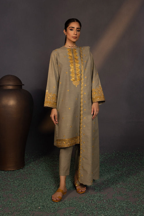 Sapphire- 3 Piece - Embroidered Khaddar Suit