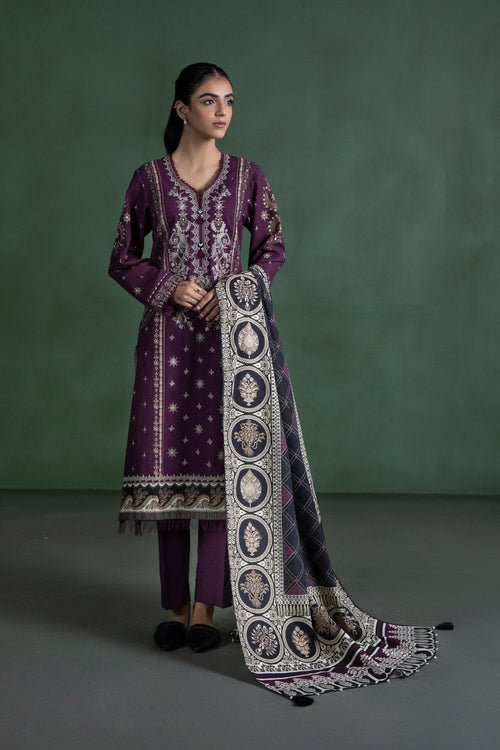 Sapphire- 3 Piece - Embroidered Khaddar Suit