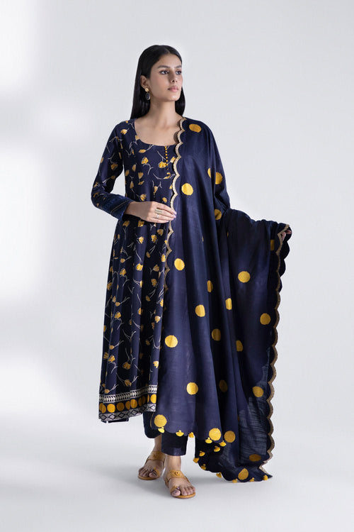 Sapphire- 3 Piece - Embroidered Khaddar Suit