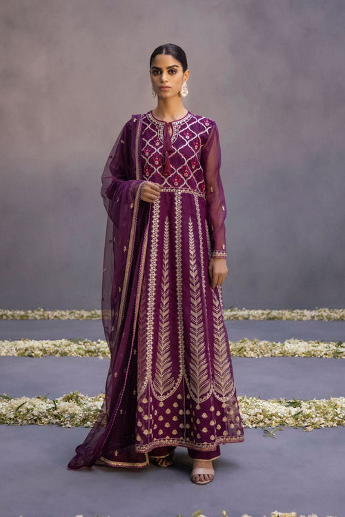 Sapphire- 2 Piece - Embroidered Organza Suit