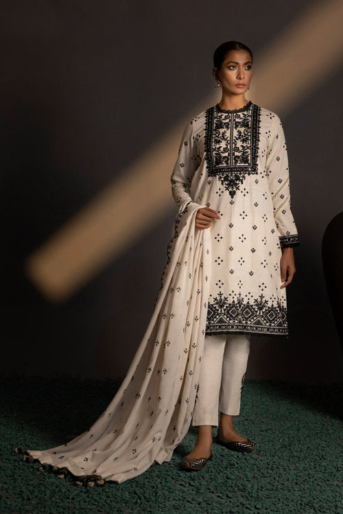 Sapphire- 3 Piece - Embroidered Khaddar Suit