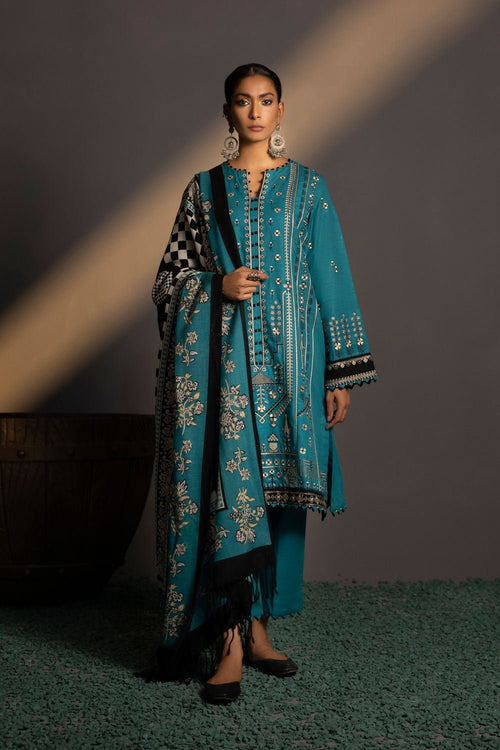 Sapphire- 3 Piece - Embroidered Khaddar Suit