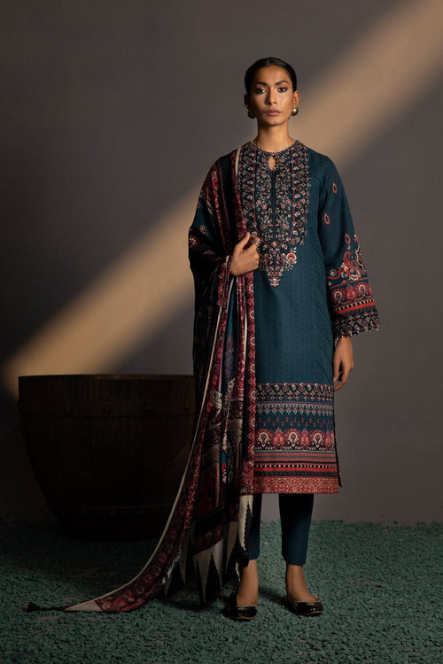 Sapphire- 3 Piece - Embroidered Khaddar Suit