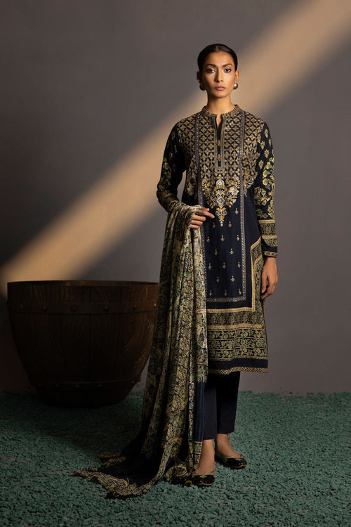 Sapphire- 3 Piece - Embroidered Khaddar Suit