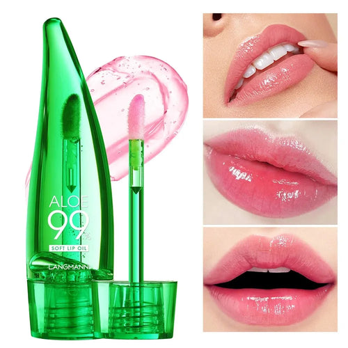 Miss Beauty New Aloevera Soothing Gel Lip Balm Color Changing Lip Gloss Matte Me Aloe Vera 99% Soothing Gel Magic Lip Gloss Light Pink Shade