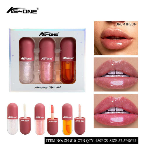 Colorme - New Lip Gloss Capsule Lip Plumper Oil Shiny Clear Lip Oil Women Moisturizing Lip Gloss Set-tow