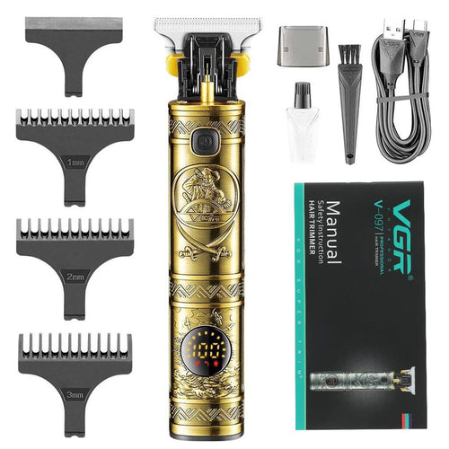 Vgr - V-097 Professional Metal Body Cordless Hair Clipper Led Display Turbo Function Stainless Steel Blades