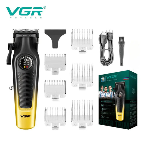 Vgr - Hair Clipper Professional Trimmer Adjustable Hair Cutting Machine Rechargeable Clipper Led Haircut Clipper For Men V-196