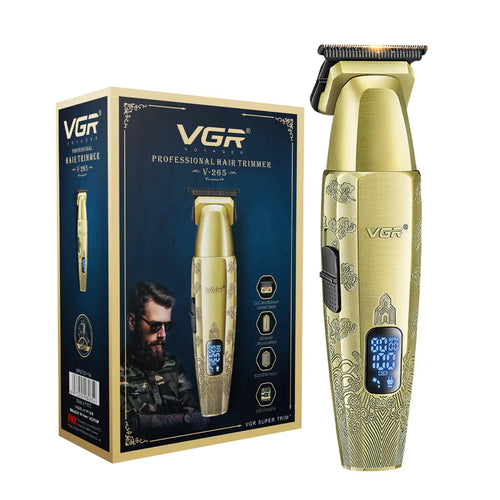 Vgr - V-265 Professional Cordless Hair Trimmer For Men & Barbers | 180 Min Runtime With Usb Type-c Fast Charging | Led Display & 8000 Rpm Turbo Motor | Dlc & Titanium Blades For Precision Cutting