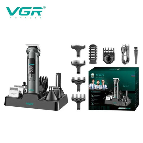 Vgr - Ipx7 Men's Professional Grooming Kit 14 In 1 Metal Design Waterproof Vgr - Standard V-096