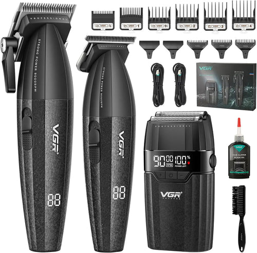 Vgr - 640s3 Professional 3 In 1 Hair Cutting Kit, 9000rpm Hair Clippers For Men Professional Hair Trimmer & Foil Shavers Set, Cordless Mens Barber Combo For Home, For Him