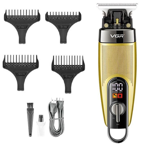 Vgr - V-975 Professional Rechargeable Cordless Pro Self Haircut Hair Clipper, Beard Trimmer With Digital Display & Hanging Loop Stainless Steel Blades