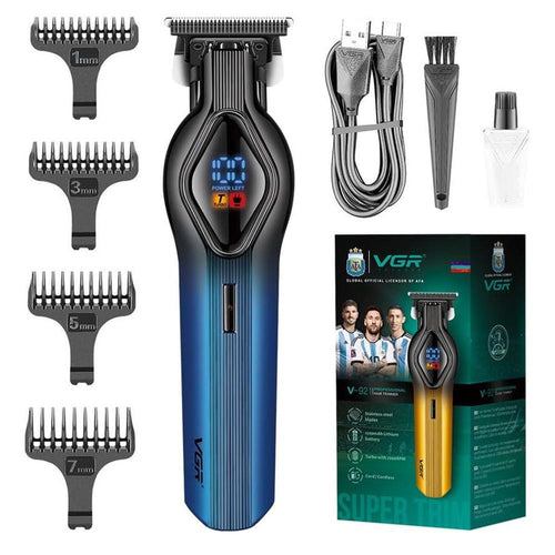 Vgr - V-921 Professional Digital Display Turbo Function 7000rpm Pro Li Outliner Electric Cordless Hair Clipper Grooming Kit T-blade Close Cutting 0mm Bald Head Clipper
