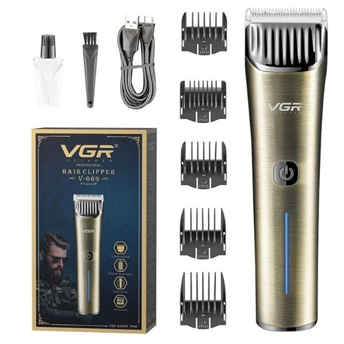 Vgr - V-669 Premium Metal Housing Salon Series Pro Li Outliner Cordless Hair Clipper With Dual Motor Grooming Kits T-blade Close Cutting Trimmer