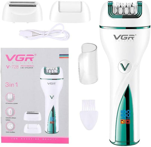 Vgr - V-728 3in1 Women Epilator Electric Female Shaver Leg Body Hair Removal