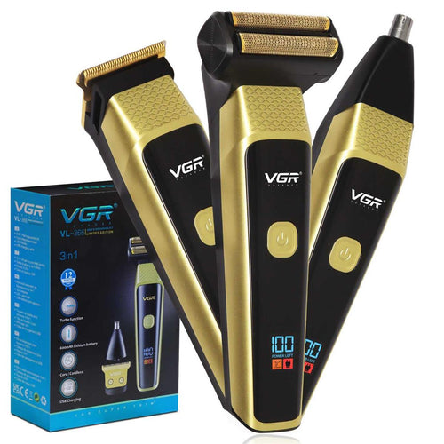 Vgr - Vl-366 Limited Edition Professional 3-in-1 Grooming Kit For Men 90-minute Runtime With Powerful 600mah Lithium Battery, Versatile All-in-one Trimmer