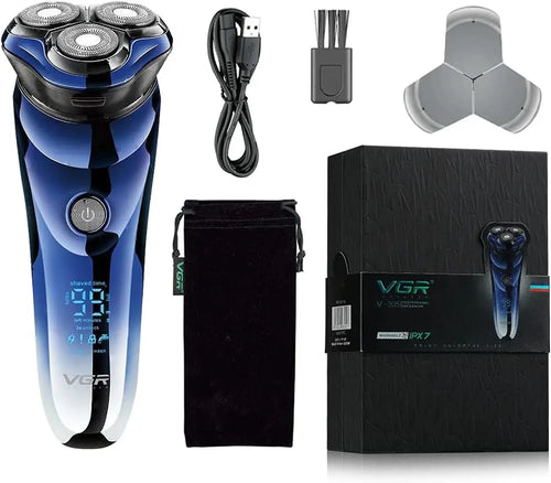 Vgr - V-305 Premium Cordless Rechargeable Ipx7 Fully Waterproof 3 Head Electric Shaver