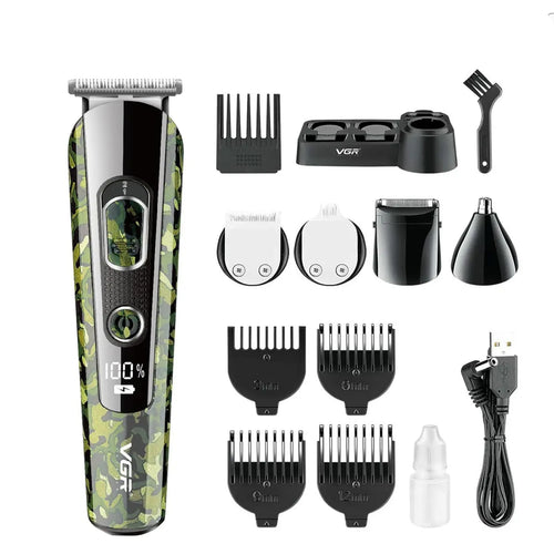 Vgr - V-102 Camouflage Professional Grooming Kit With Cord & Cordless Multipurpose Hair Clipper