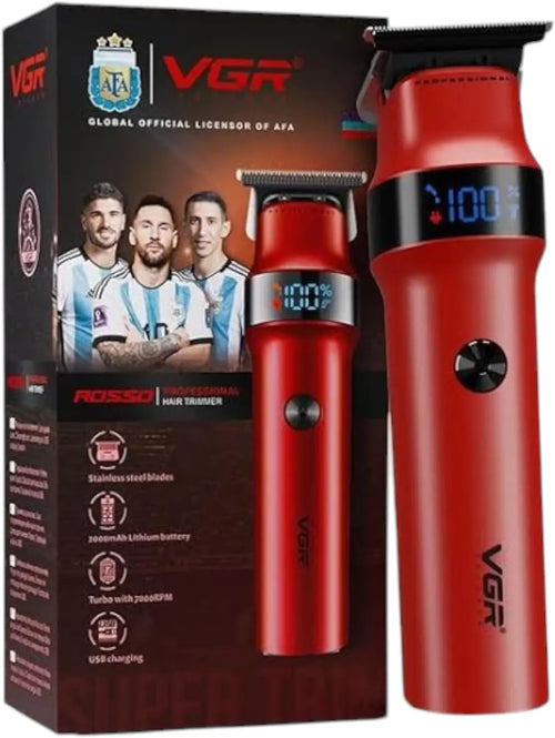 Vgr - V-987 Professional Digital Display Turbo Function 7000rpm Zero Gapped Cordless Pro Self Haircut Hair Clipper Beard Trimmer Stainless Steel & Ceramic Blade