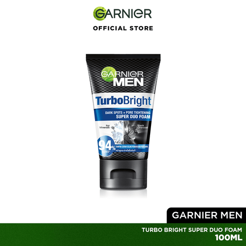 Garnier Men Turbo Bright Super Duo Foam 100 Ml - For Brighter Skin