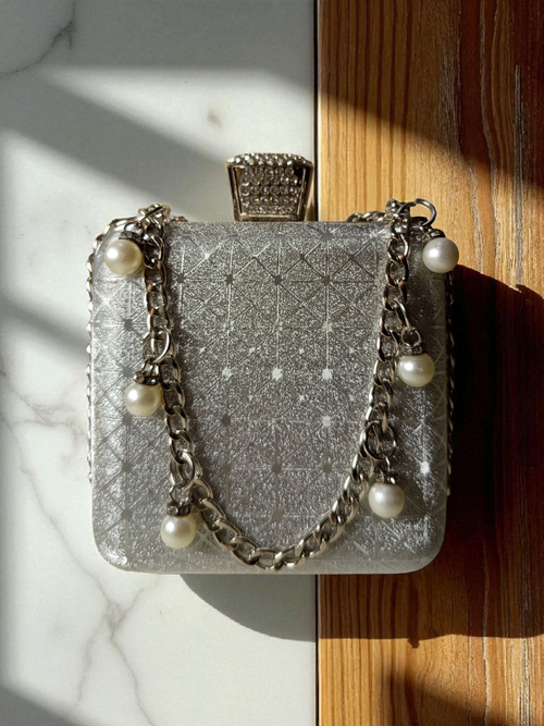 The Original - Braided Square Chain Evening Cluthch Silver