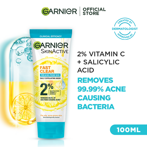 Garnier - Fast Clear Facewash For Acne Prone Skin 100ml