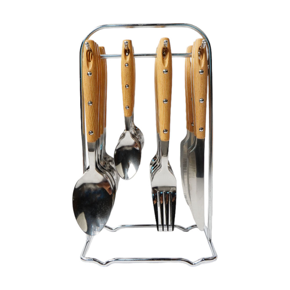 CUTLERY SET WOODEN 24PC 015WB004