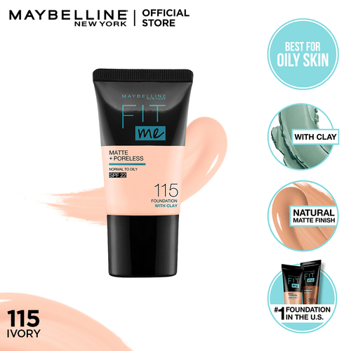 Maybelline New York- Fit Me Matte & Poreless Liquid Foundation 18ml Mini Tube - 115 Ivory - For Normal To Oily Skin