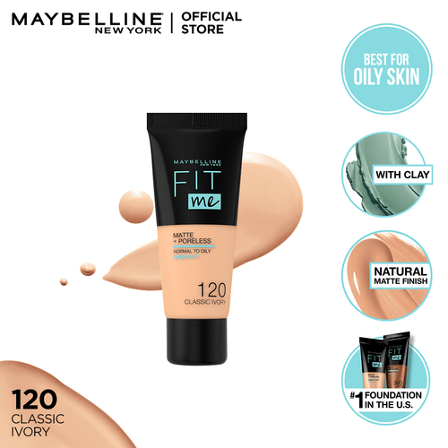 Maybelline New York- Fit Me Matte & Poreless Liquid Foundation - 120 Classic Ivory - For Normal To Oily Skin