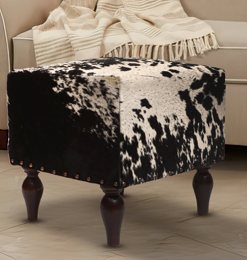Natural Cowhide Ottoman Stool