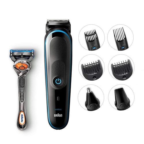 Braun 8 In 1 Wet & Dry Styling Kit For Beard, Body, Face, Ear, Nose, And Hair Trimming, 5 For Face, Mgk-5265