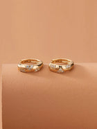 Shein - Rhinestone Decor Hoop Earrings