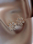 Shein- Rhinestone Flower Design Stud Earrings