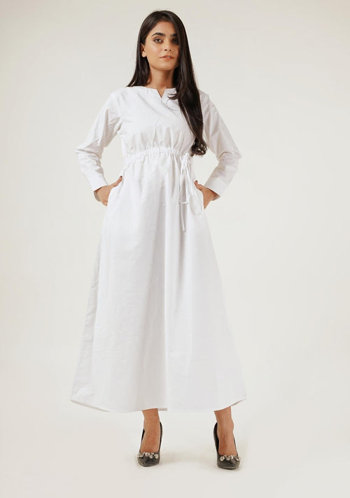 Nine90nine Notch Collar Maxi Dress - White
