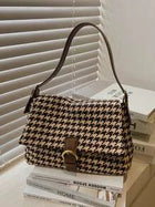 Shein - Houndstooth Pattern Flap Shoulder Bag
