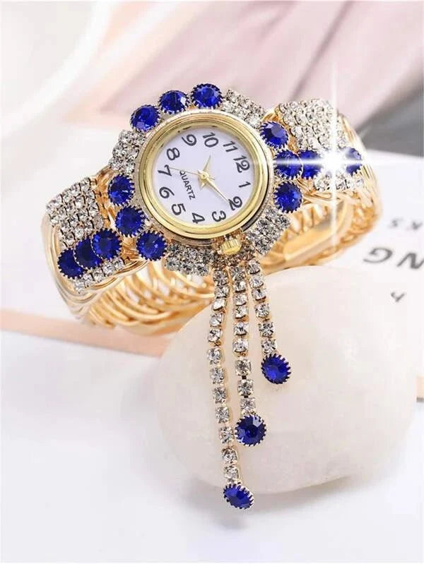 Shein - Rhinestone Tassel Decor Quartz Watch