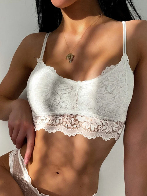 Shein - Brazilian Briefs With Floral Lace Details