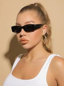 Shein - Square Simple Black Uv Protection Fashion Glasses For Daily Life
