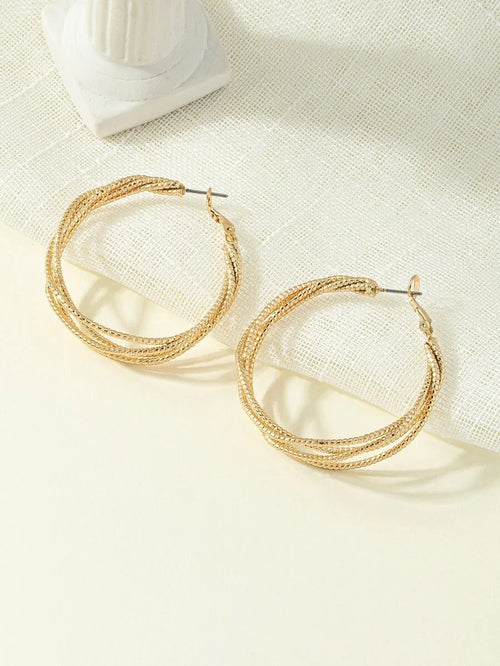 Shein - Twist Design Hoop Earrings