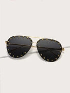 Shein - Studded Decor Aviator Fashion Glasses