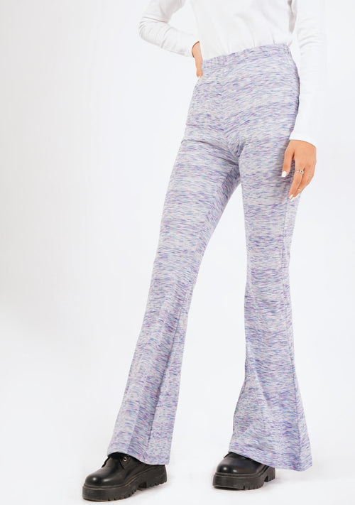 Nine90nine- Flared Knit Pant - Blue White Candy Stripes (summer Knit)