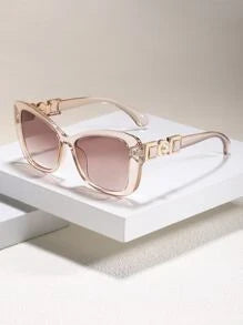 Shein - 1pair Faux Pearl Decor Cat Eye Sunglasses