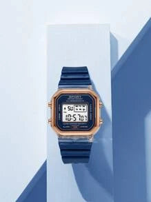 Shein - Single Battery-operated Rose Gold Frame Electronic Watch For Women,