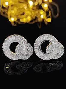 Shein - Moonso Cubic Zirconia Decor Earrings