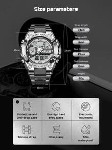 Shein - Lige 1pc Black Silicone Strap Casual Date Calendars 24 Hour Round Dial Digital Watch