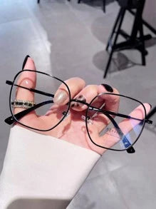 Shein - Unisex Metal Frame Anti-blue Light Casual Eyeglasses For Daily Life