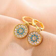 Shein - Korean Style Fashion Trend All-match Stainless Steel Inlaid Cubic Zirconia Earrings Net Red Simple Fashion Light Luxury Earrings 1 Pair