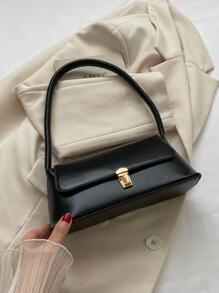 Shein - Women's Shoulder Bag, Soft Pu Leather Face Bag With Metal Shell Lock Vintage Style New Women's Bag, Small Bag, Small Square Handbag