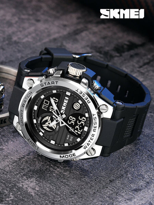 Shein - Skmei 1pc Black Tpu Strap Sporty Stopwatch Alarm Water Resistant Round Dial Digital Watch