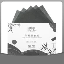 Shein - Bamboo Charcoal Oil-absorbing Facial Blotting Papers, Portable Double Sided Oil-absorbing Papers Extracts